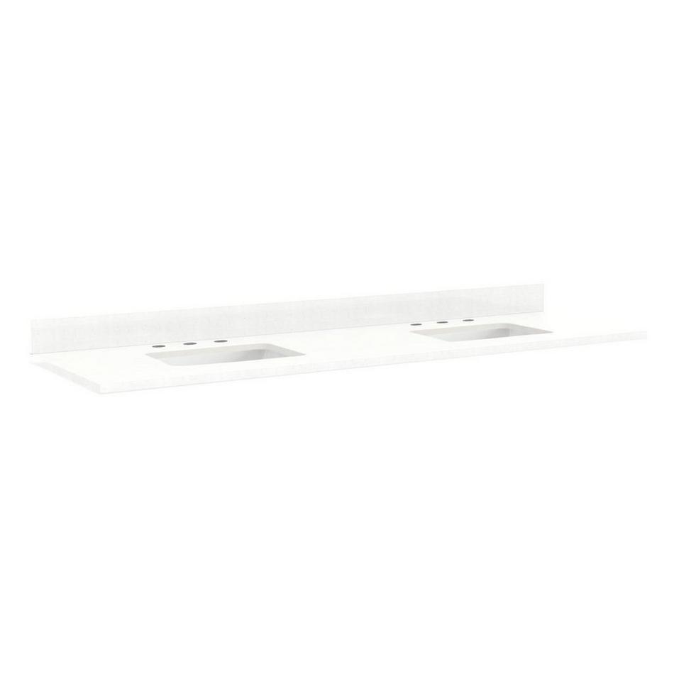 73" Quartz Top for Rectangular Sinks - 36" Centers - 8" - Feathered White - White Sinks, , large image number 0