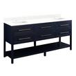 72" Robertson Dbl for Rect Undermount  - Midnight Navy - Feathered White Quartz Single Hole - Sink, , large image number 1