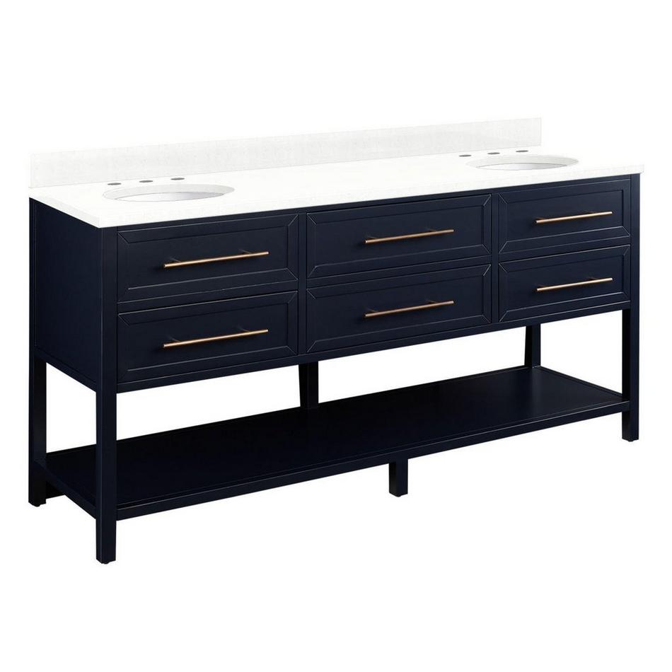 72" Robertson Double for Undermount Sinks - Midnight Navy - Feathered White 8" Faucet Holes - Sink, , large image number 1