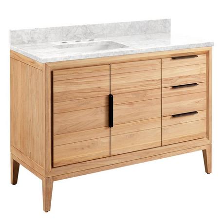 48" Aliso Teak Vanity for Left Offset Rectangular Undermount Sink - Natural Teak