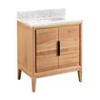 30" Aliso Teak Vanity for Undermount Sink - Natural Teak - Carrara Marble 8" - White Sink, , large image number 0