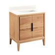 30" Aliso Teak Vanity for Rectangular Undermount - Natural Teak - Arctic White no Holes - White Sink, , large image number 0