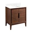 30" Aliso Teak Vanity for Undermount Sink - Java - Feathered White Quartz 8" - White Sink, , large image number 0