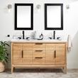 60" Aliso Teak Double Vanity for Undermount Sinks - Natural Teak, , large image number 0
