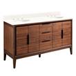 60" Aliso Teak Double Vanity for Undermount Sinks - Java - Arctic White 8" - White Sinks, , large image number 0