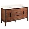 60" Aliso Teak Double Vanity for Rect Undermount - Java - Arctic White 8" - White Sinks, , large image number 0