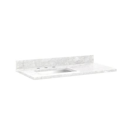 43" x 22" 3cm Marble Vanity Top For Left Offset Rectangular Undermount Sink-White-Carrara - 8"