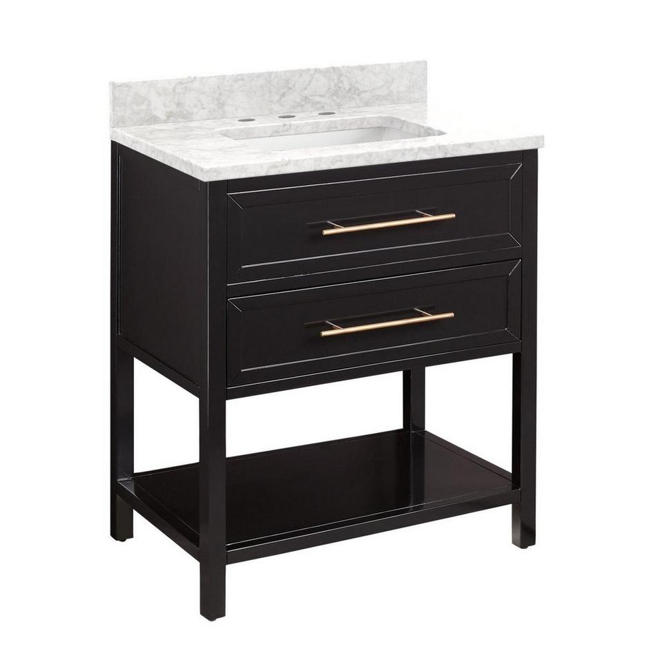 30" Robertson for Rectangular Undermount Sink - Black - Carrara Marble 8" - Sink, , large image number 0