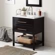 30" Robertson for Rectangular Undermount Sink - Black - Feathered White Quartz 8" - Sink, , large image number 0