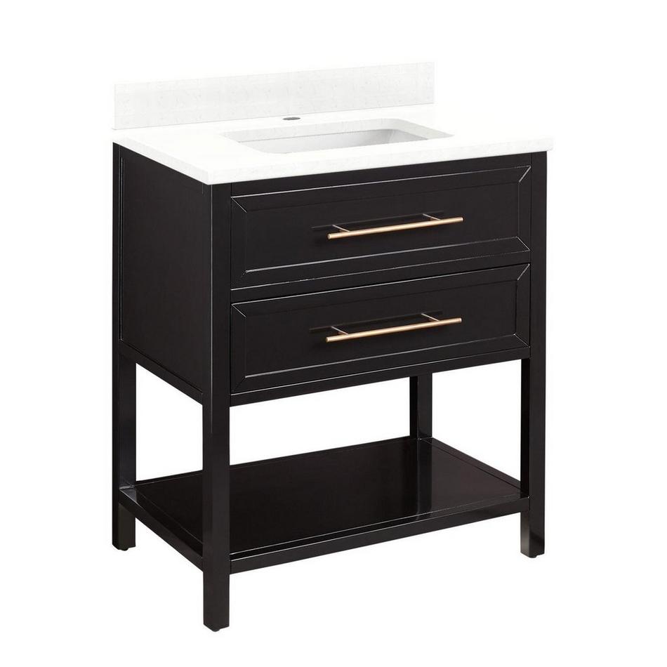 30" Robertson for Rectangular Undermount Sink - Black - Feathered White Quartz Single Hole - Sink, , large image number 1