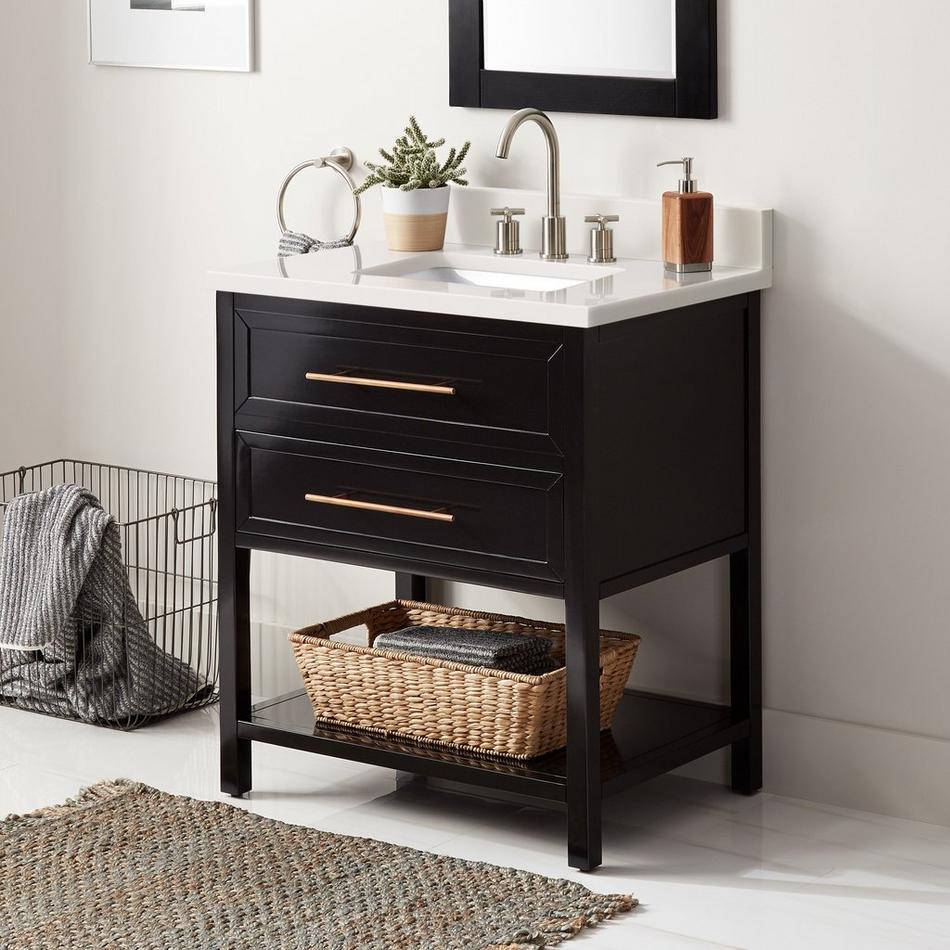 30" Robertson for Rectangular Undermount Sink - Black - Arctic White Quartz 8" - Sink, , large image number 0