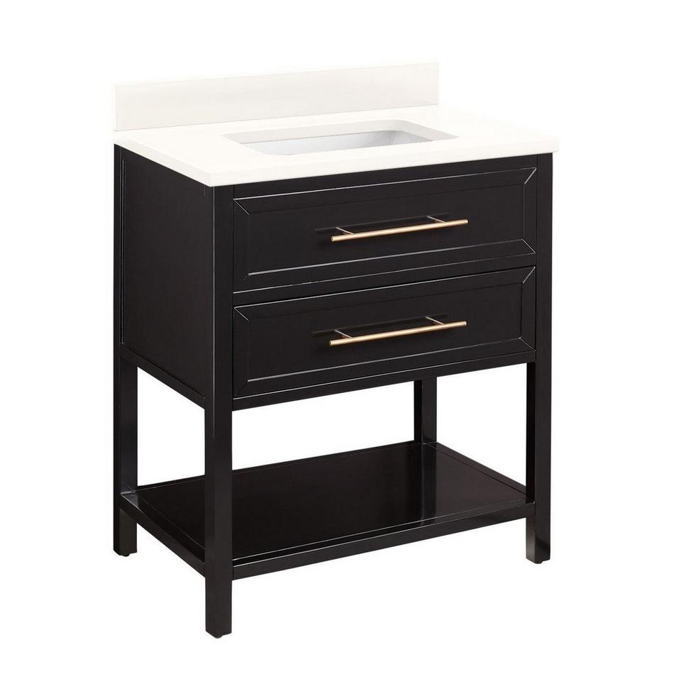 30" Robertson for Rectangular Undermount Sink - Black - Arctic White Quartz no Faucet Hole - Sink, , large image number 1