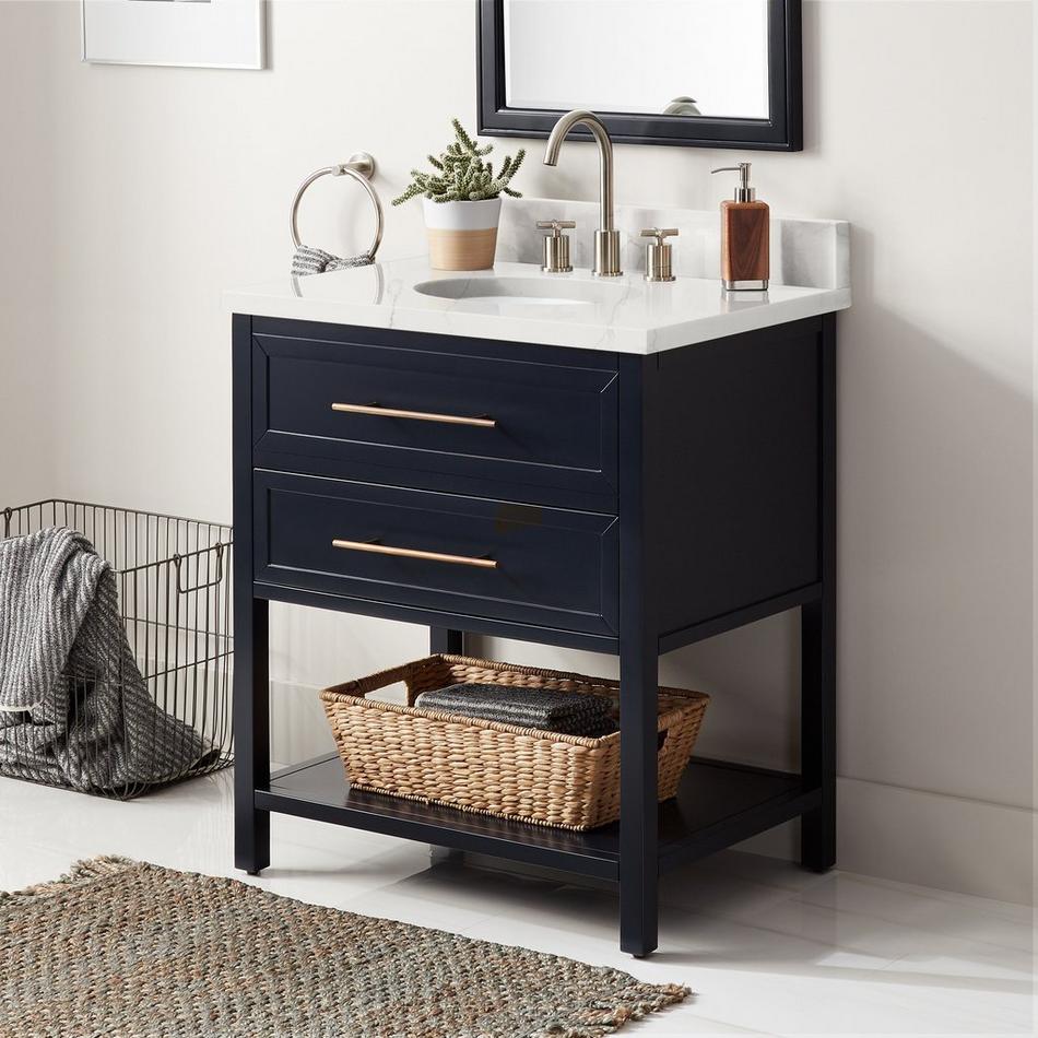 30" Robertson for Undermount Sink - Midnight Navy - Feathered White Quartz 8" - Sink, , large image number 0