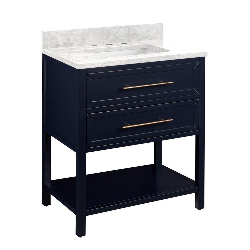 30" Robertson for Rectangular Undermount Sink - Midnight Navy - Carrara Marble 8" - Sink, , large image number 0