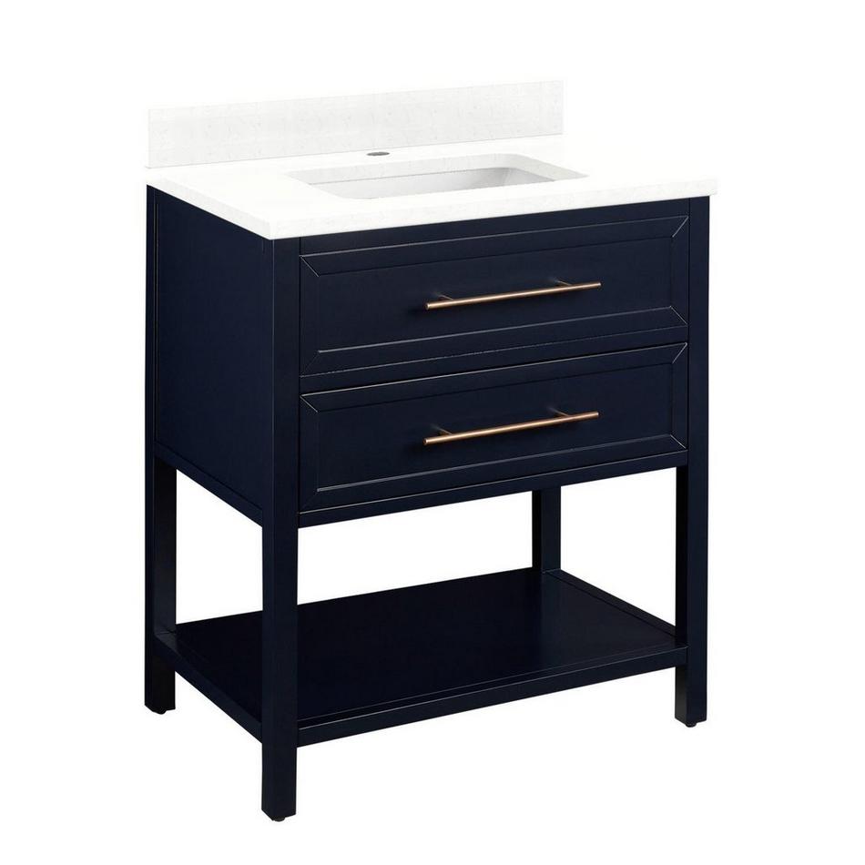 30" Robertson for Rect Undermount Sink - Midnight Navy - Feathered White Quartz Single Hole - Sink, , large image number 1
