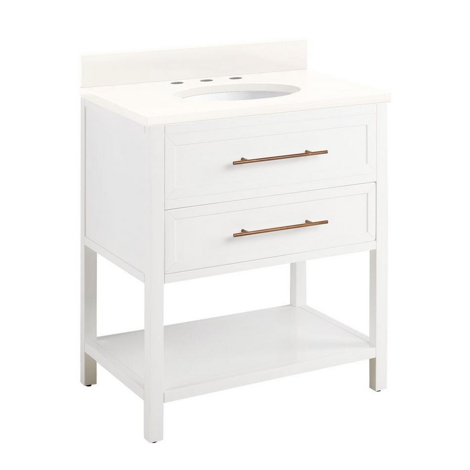 30" Robertson for Undermount Sink - Bright White - Carrara Marble 8" - Sink, , large image number 0