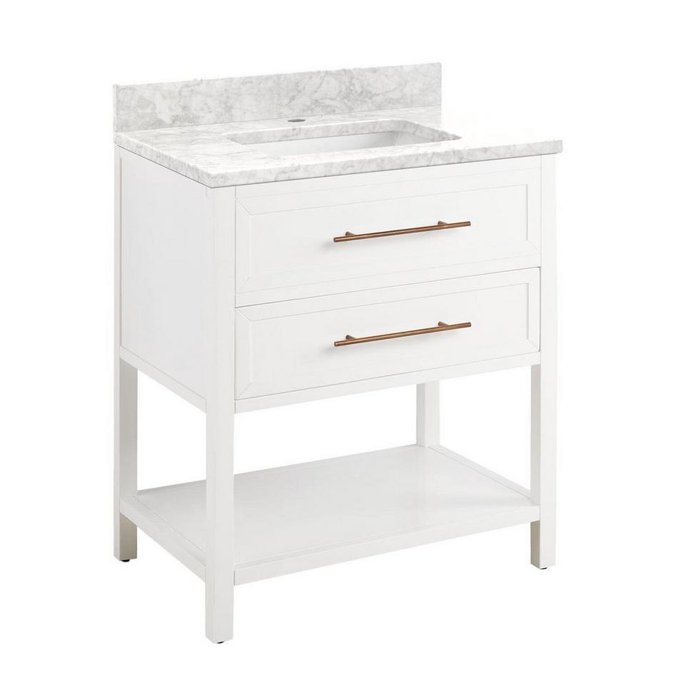 30" Robertson for Rectangular Undermount Sink - Bright White - Carrara Marble Single Hole - Sink, , large image number 0