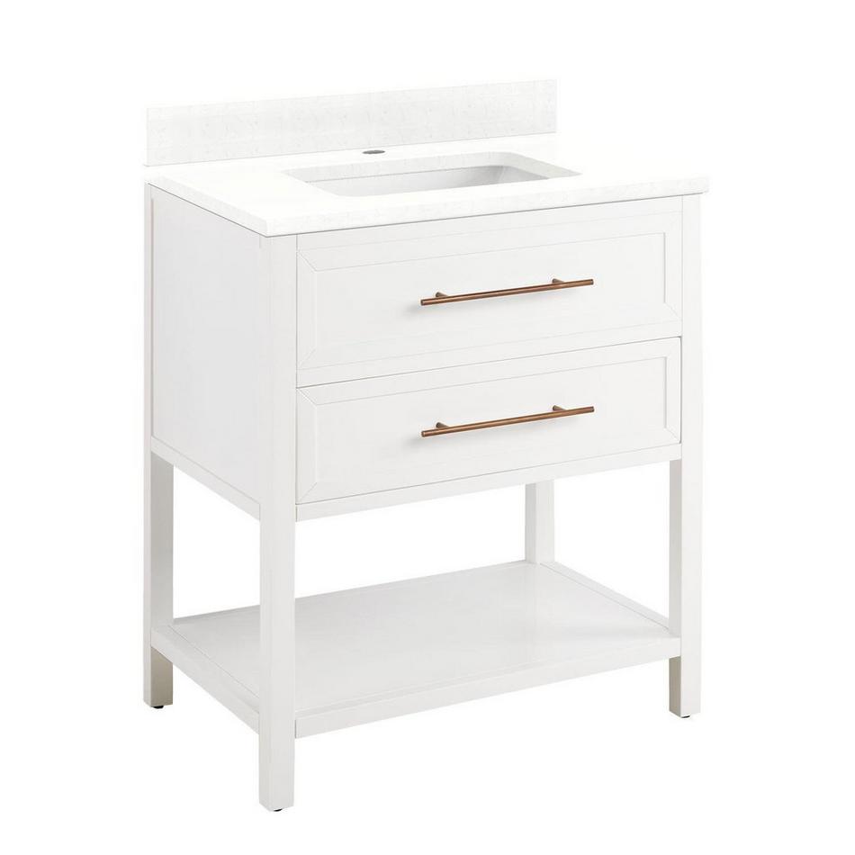 30" Robertson for Rect Undermount Sink - Bright White - Feathered White Quartz Single Hole - Sink, , large image number 1