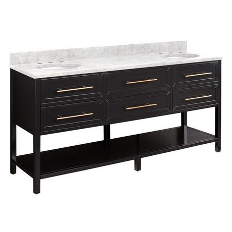 72" Robertson Double Console Vanity for Undermount Sinks - Black