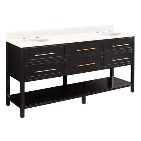 72" Robertson Double Console Vanity for Undermount Sinks - Black