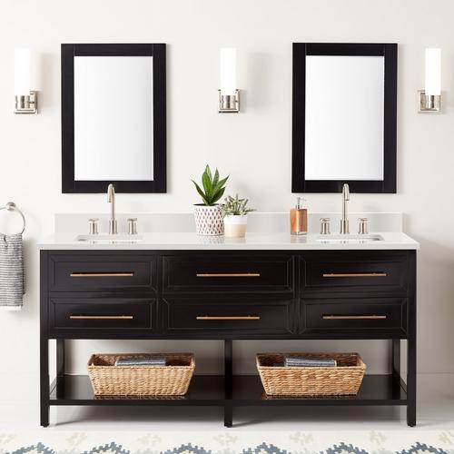 72" Robertson Double Console Vanity for Undermount Sinks - Black