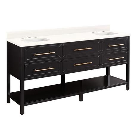 72" Robertson Double Console Vanity for Rectangular Undermount Sinks - Black