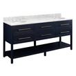 72" Robertson Double for Undermount Sinks - Midnight Navy - Carrara Marble 8" - Sink, , large image number 0