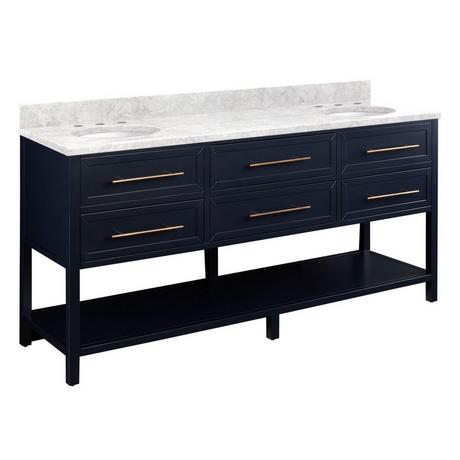 72" Robertson Double Console Vanity for Undermount Sinks - Midnight Navy Blue