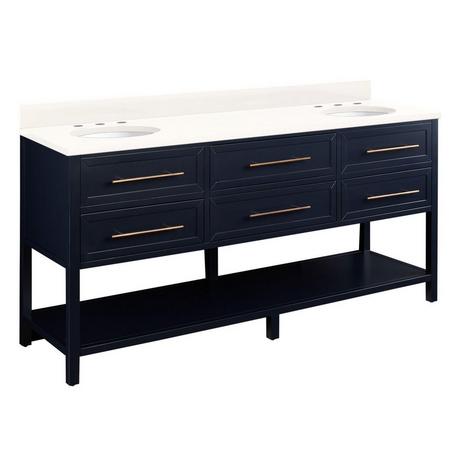 72" Robertson Double Console Vanity for Undermount Sinks - Midnight Navy Blue