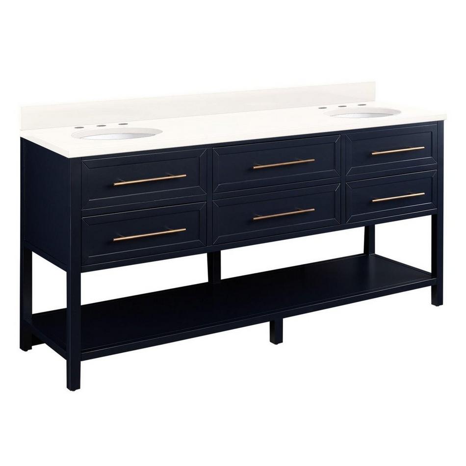 72" Robertson Double for Undermount Sinks - Midnight Navy - Arctic White Quartz 8" - Sink, , large image number 1