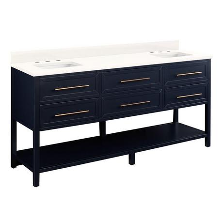 72" Robertson Double Console Vanity for Rectangular Undermount Sinks - Midnight Navy Blue