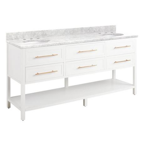 72" Robertson Double Console Vanity for Undermount Sinks - Bright White
