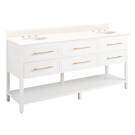 72" Robertson Double Console Vanity for Undermount Sinks - Bright White
