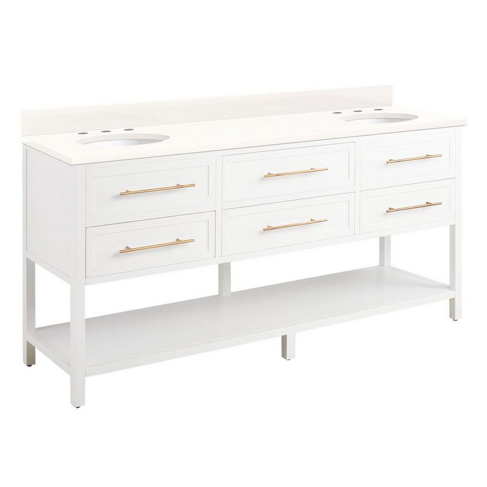 72" Robertson Double for Undermount Sinks - Bright White - Arctic White Quartz 8" - Sink, , large image number 1