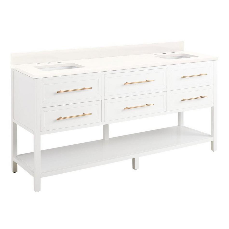 72" Robertson Double for Rect Undermount Sinks - Bright White - Arctic White Quartz 8" - Sink, , large image number 1