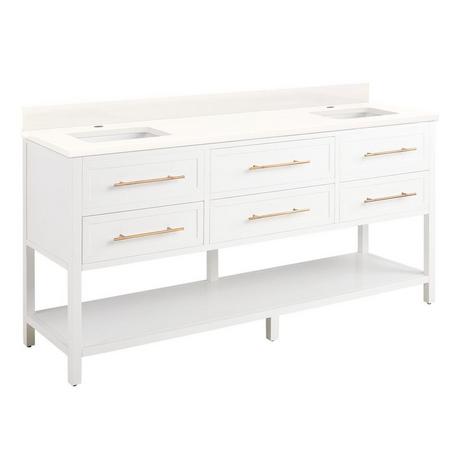 72" Robertson Double Console Vanity for Rectangular Undermount Sinks - Bright White