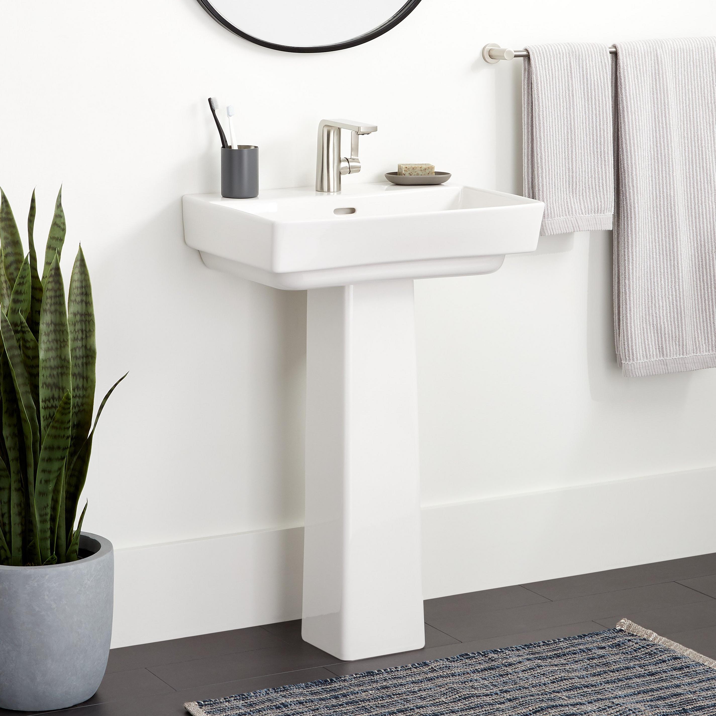 Pentero Pedestal Sink White SingleHole Signature Hardware