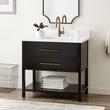 36" Robertson Console Vanity - Black- Feathered White 1 Hole - White RUM Sink, , large image number 0