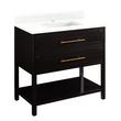 36" Robertson Console Vanity - Black- Feathered White 1 Hole - White RUM Sink, , large image number 1