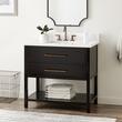 36" Robertson Console Vanity - Black- Feathered White Widespread - White RUM Sink, , large image number 0