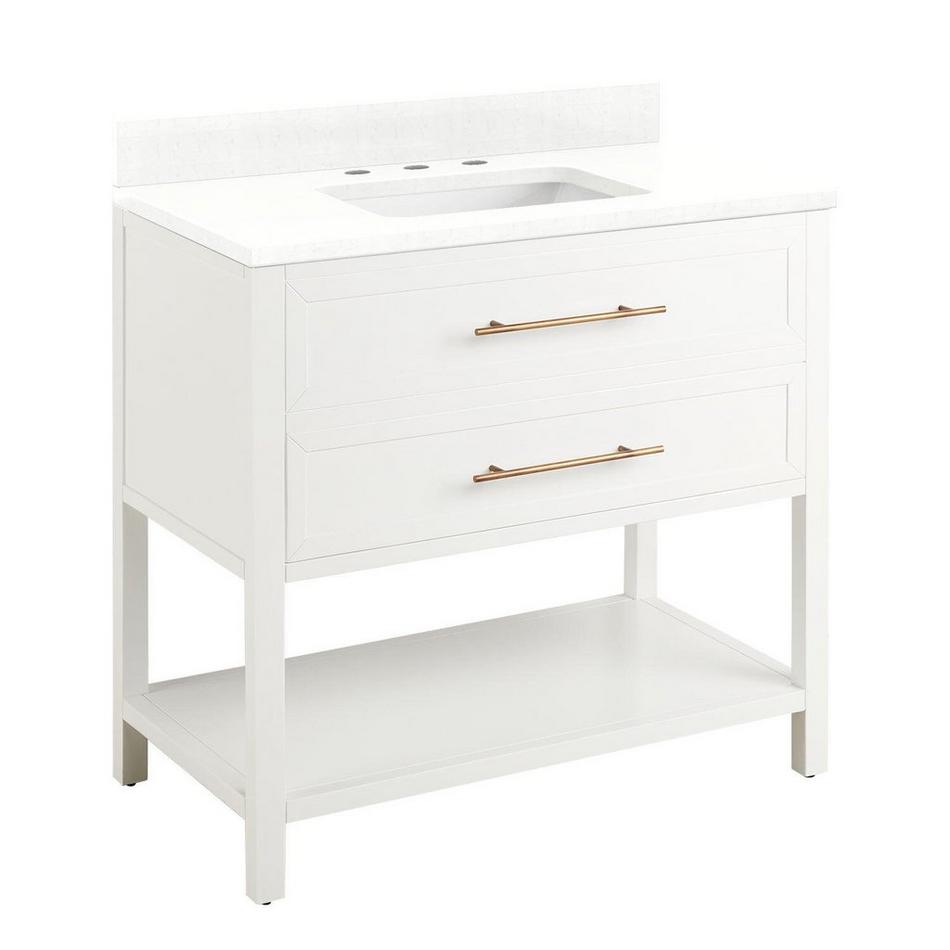 36" Robertson Vanity Cabinet - Bright White - Feathered White Widespread - White RUM Sink, , large image number 1