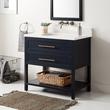 36" Robertson Mahogany Console Vanity- Midnight Navy Blue- Arctic White No Holes - White RUM Sink, , large image number 0