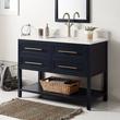 48" Robertson Mahogany Console Vanity - Midnight Navy Blue- Feathered White 1 Hole - White RUM Sink, , large image number 0