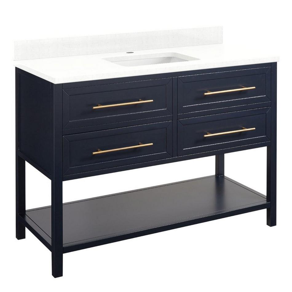 48" Robertson Mahogany Console Vanity - Midnight Navy Blue- Feathered White 1 Hole - White RUM Sink, , large image number 1