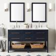 60" Robertson Double Vanity Cabinet- Midnight Navy Blue - Feathered White Widespread, White UM Sinks, , large image number 0