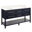 60" Robertson Double Vanity Cabinet - Midnight Navy Blue - Arctic White No Holes - White RUM Sinks, , large image number 1