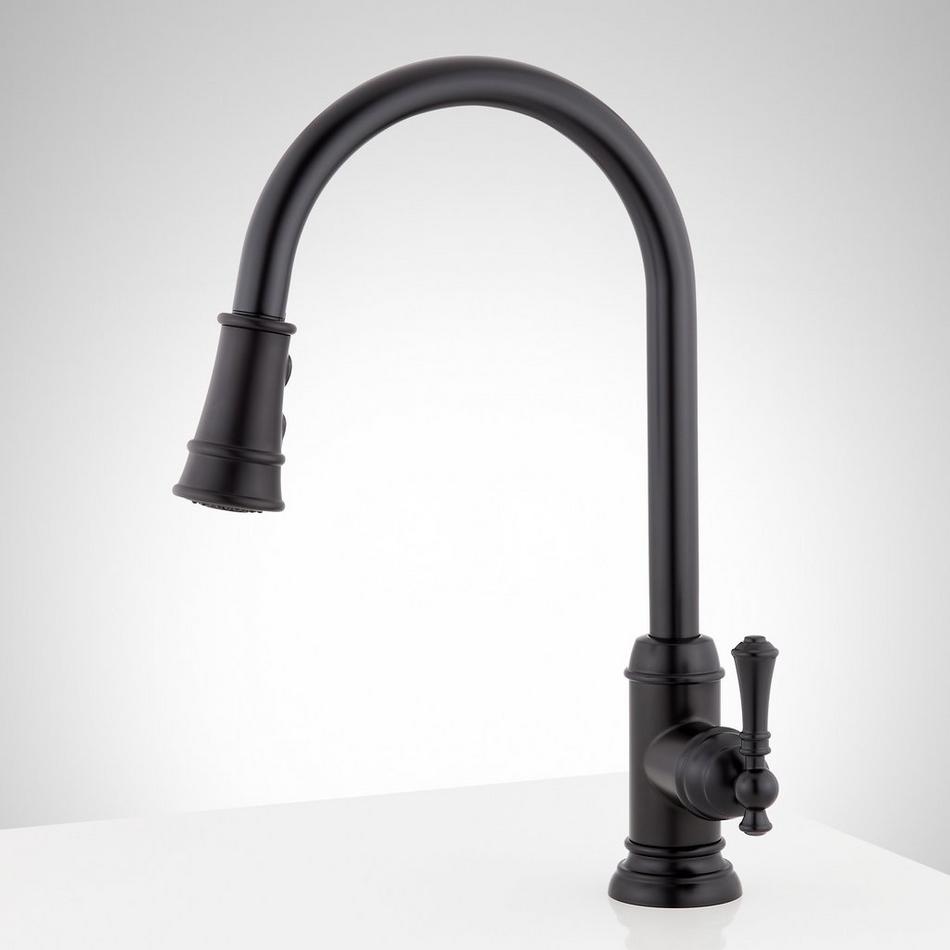Amberley Single-Hole Pull-Down Spray Kitchen Faucet - Matte Black, , large image number 2