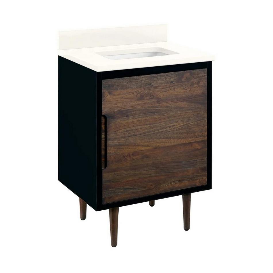 24" Bivins Teak Vanity - Java/Black - Arctic White Quartz Top - No Tap Holes - Rect. Sink, , large image number 0