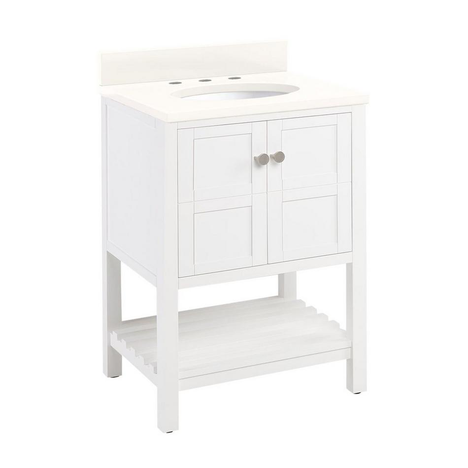 24" Olsen Console Vanity - BN Hardware - Arctic White Quartz - 8" - Holes - White Oval Sink, , large image number 0
