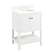 24" Olsen Console Vanity - Soft White - Feathered White Quartz - 8" - Holes - White Oval Sink, , large image number 0